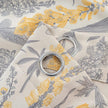 Yellow Grey Vintage Floral Linen Texture Curtains Grommet Top 2 Panel