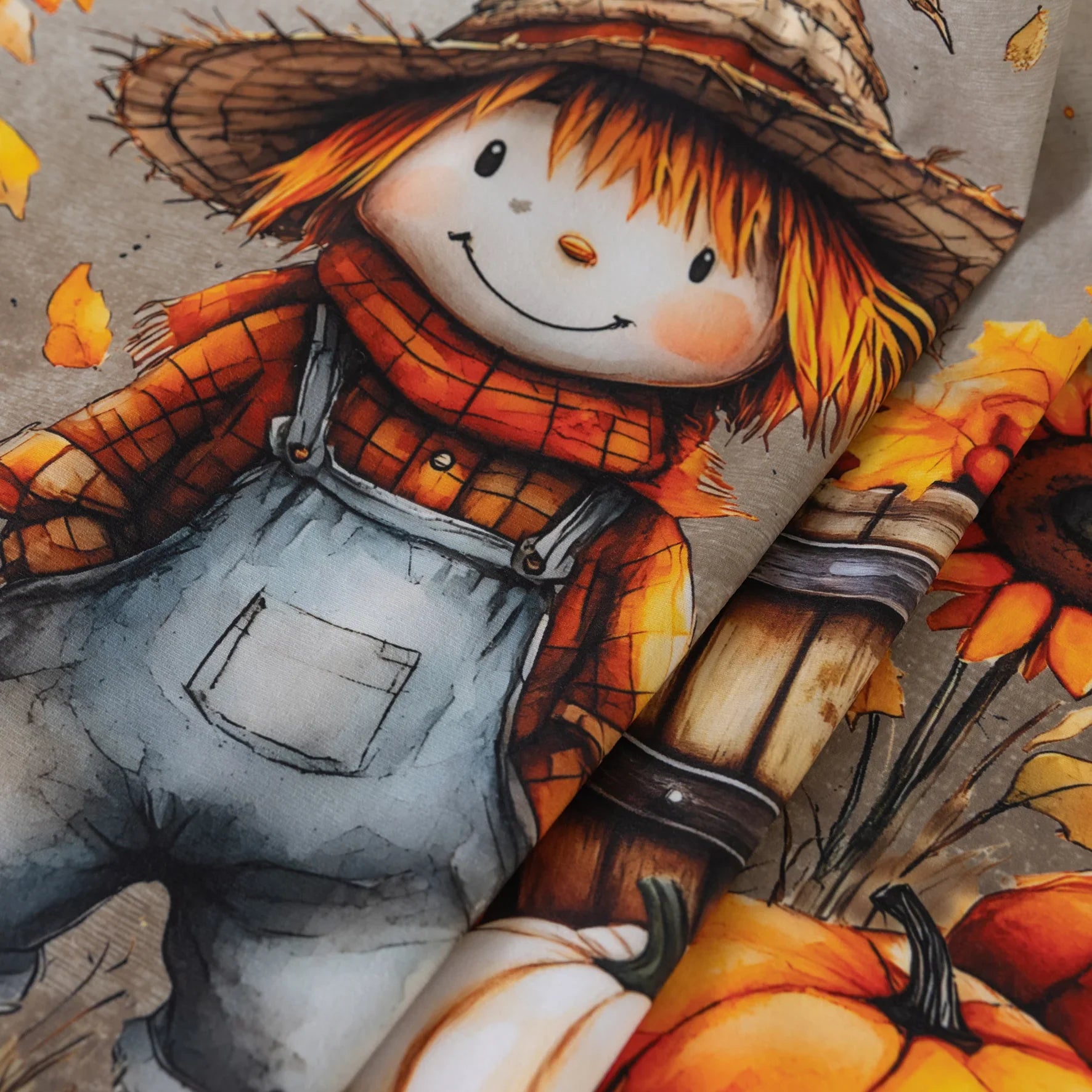 Bring cozy autumn vibes to your home with this Fall Curtain featuring pumpkins, sunflowers, leaves, and scarecrow design. Perfect seasonal window décor for Thanksgiving and harvest time.