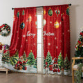 Add festive charm with this Merry Christmas Curtain featuring red holiday print, Santa, trees, snowflakes, and ornaments. Perfect Christmas window décor for a warm holiday home.