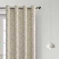 Beige blackout curtain with elegant floral patterns, offering excellent light blocking, enhanced privacy, and a warm, sophisticated look for living rooms, bedrooms, or home offices.