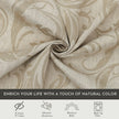 Beige blackout curtain with elegant floral patterns, offering excellent light blocking, enhanced privacy, and a warm, sophisticated look for living rooms, bedrooms, or home offices.