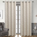 Ivory blackout curtain with delicate floral patterns, designed to block sunlight, ensure privacy, and add a touch of timeless elegance to bedrooms, living rooms, or study spaces.