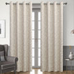 Ivory blackout curtain with delicate floral patterns, designed to block sunlight, ensure privacy, and add a touch of timeless elegance to bedrooms, living rooms, or study spaces.