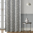 Elegant grey blackout curtain featuring intricate white floral patterns, perfect for blocking sunlight, enhancing privacy, and adding a sophisticated touch to any bedroom, living room, or office d¨¦cor.