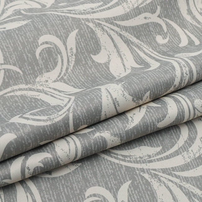 Elegant grey blackout curtain featuring intricate white floral patterns, perfect for blocking sunlight, enhancing privacy, and adding a sophisticated touch to any bedroom, living room, or office d¨¦cor.