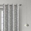 Elegant grey blackout curtain featuring intricate white floral patterns, perfect for blocking sunlight, enhancing privacy, and adding a sophisticated touch to any bedroom, living room, or office d¨¦cor.
