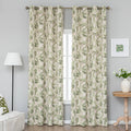 Nature-inspired blackout curtain with lush green leaf prints on a beige background, designed to block sunlight, enhance privacy, and bring a fresh, botanical charm to your living room, bedroom, or dining space.