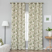 Nature-inspired blackout curtain with lush green leaf prints on a beige background, designed to block sunlight, enhance privacy, and bring a fresh, botanical charm to your living room, bedroom, or dining space.