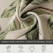 Nature-inspired blackout curtain with lush green leaf prints on a beige background, designed to block sunlight, enhance privacy, and bring a fresh, botanical charm to your living room, bedroom, or dining space.