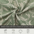 Elegant green blackout curtain with intricate floral vine patterns, offering superior light blocking, privacy, and a fresh, stylish touch for living rooms, bedrooms, or dining areas.