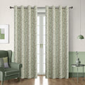Stylish beige blackout curtain with soft green vine patterns, delivering excellent light blocking and privacy while adding a fresh, elegant touch to living rooms, bedrooms, or dining spaces.
