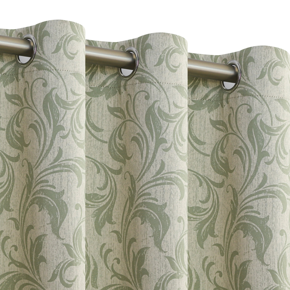 Stylish beige blackout curtain with soft green vine patterns, delivering excellent light blocking and privacy while adding a fresh, elegant touch to living rooms, bedrooms, or dining spaces.