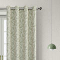 Stylish beige blackout curtain with soft green vine patterns, delivering excellent light blocking and privacy while adding a fresh, elegant touch to living rooms, bedrooms, or dining spaces.
