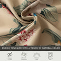 Charming beige blackout curtain with vibrant floral print, featuring yellow, red, and pink blossoms for a fresh, romantic look while providing excellent light blocking and privacy for any room.