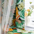 Nature-inspired blackout curtain featuring vibrant green, yellow, and orange roses with delicate butterfly accents, providing excellent light-blocking, privacy, and a fresh, lively touch to bedroom or living room décor.