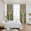 Nature-inspired blackout curtain featuring vibrant green, yellow, and orange roses with delicate butterfly accents, providing excellent light-blocking, privacy, and a fresh, lively touch to bedroom or living room décor.