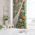 Nature-inspired blackout curtain featuring vibrant green, yellow, and orange roses with delicate butterfly accents, providing excellent light-blocking, privacy, and a fresh, lively touch to bedroom or living room décor.