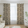 Elegant floral blackout curtain featuring intricate blue, green, and gold leaf patterns on a cream background, perfect for adding classic charm while effectively blocking light and ensuring privacy.