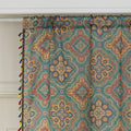 Bring vibrant elegance to your home with this bohemian-style sheer curtain, featuring an intricate geometric pattern in rich teal, orange, and gold tones. Crafted from lightweight, breathable fabric, it allows natural light to filter through while maintaining privacy. Perfect for living rooms, bedrooms, or creative spaces, this decorative curtain adds warmth and personality to any interior. The colorful tassel trim enhances its artisanal charm, making it a versatile choice for both modern and eclectic home 