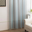 Light Blue Sheer Curtains with Subtle Geometric Pattern ¨C Add a serene and airy touch to your home with these elegant sheer curtains in a soft light blue hue, adorned with a delicate geometric design. The lightweight fabric gently diffuses natural sunlight, brightening your space while maintaining privacy. Finished with charming tassel edges, these curtains are perfect for living rooms, bedrooms, or coastal-themed interiors, creating a calm and stylish ambiance.
