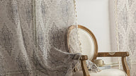 Elegant Beige and Grey Floral Sheer Curtains ¨C Add a touch of timeless charm to your home with these delicate sheer curtains featuring an intricate floral damask pattern in soft grey tones on a warm beige background. Designed to gently filter sunlight while maintaining privacy, these lightweight curtains create an airy and inviting atmosphere, perfect for living rooms, bedrooms, or vintage-inspired interiors. Finished with subtle tassel edging for an extra hint of sophistication.
