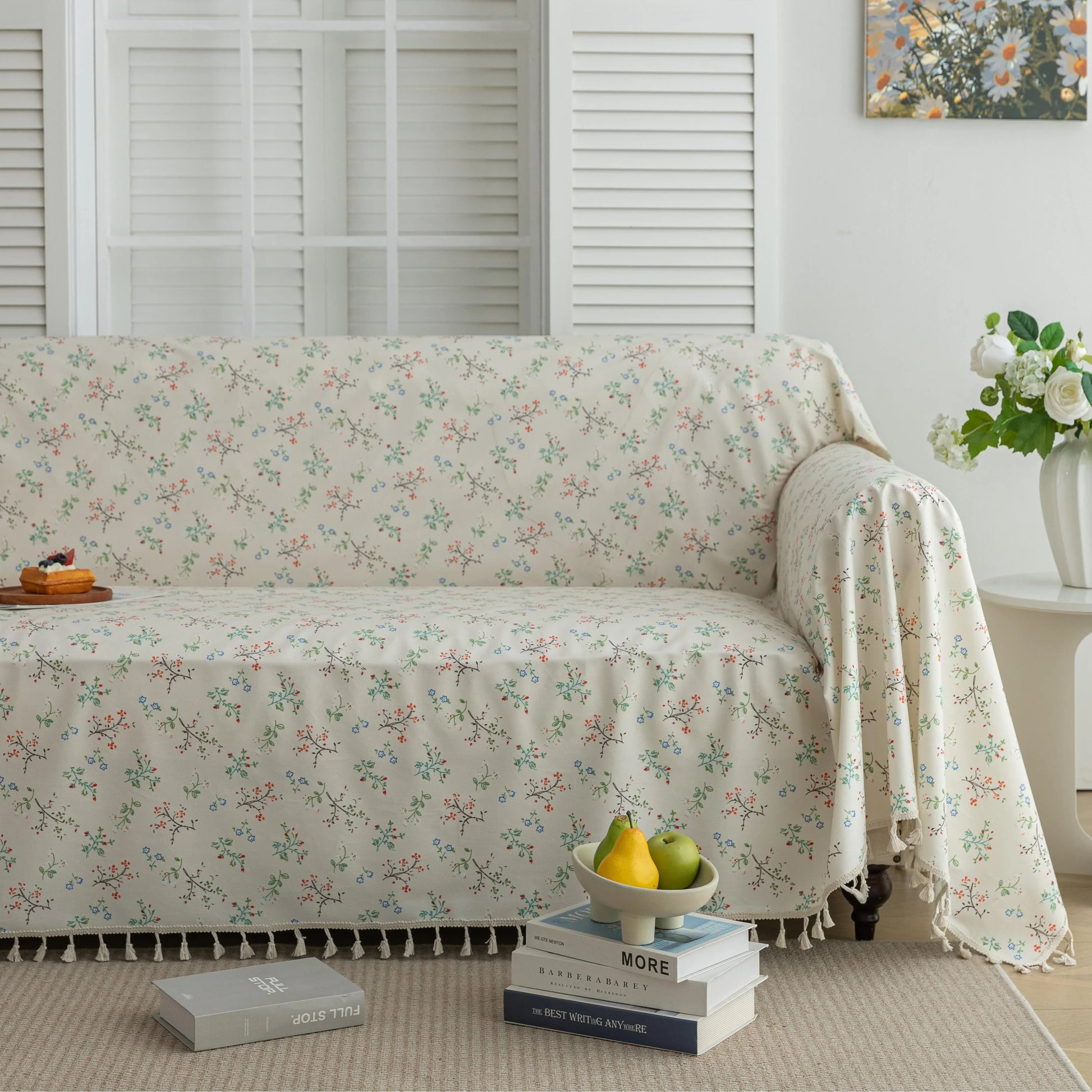 Cream Floral Sofa Cover – Add a touch of elegance and charm to your living room with this beautifully designed sofa cover featuring a soft cream background adorned with delicate, multicolored floral sprigs. Made from durable and comfortable fabric, it provides excellent protection against spills, stains, and everyday wear while giving your couch a fresh, cozy makeover. Perfect for vintage, cottage, or minimalist interiors, this slipcover blends timeless beauty with practical functionality for a stylish and 