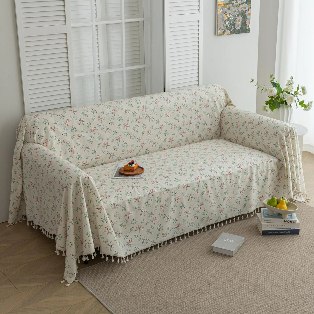 Cream Floral Sofa Cover – Add a touch of elegance and charm to your living room with this beautifully designed sofa cover featuring a soft cream background adorned with delicate, multicolored floral sprigs. Made from durable and comfortable fabric, it provides excellent protection against spills, stains, and everyday wear while giving your couch a fresh, cozy makeover. Perfect for vintage, cottage, or minimalist interiors, this slipcover blends timeless beauty with practical functionality for a stylish and 