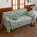 Floral Aqua Sofa Cover – Brighten your living space with this elegant sofa cover featuring a fresh aqua background adorned with large, detailed blossoms in shades of yellow, white, and blue. Made from soft, breathable, and durable fabric, it offers excellent protection against spills, stains, and daily wear while adding a refreshing burst of color to your décor. Perfect for farmhouse, cottage, or vintage-inspired interiors, this slipcover blends functionality with timeless floral charm, instantly revitalizi