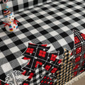 Christmas Plaid Sofa Cover – Bring holiday cheer to your home with this cozy black-and-white buffalo check sofa cover, featuring festive “Merry Christmas” lettering and colorful patchwork Christmas tree patterns in red, black, and beige tartan designs. Made from soft, durable fabric with decorative fringe edges, it protects your couch from spills, dust, and wear while adding a warm, seasonal touch. Perfect for winter décor, Christmas parties, and farmhouse-style interiors, this slipcover combines function a