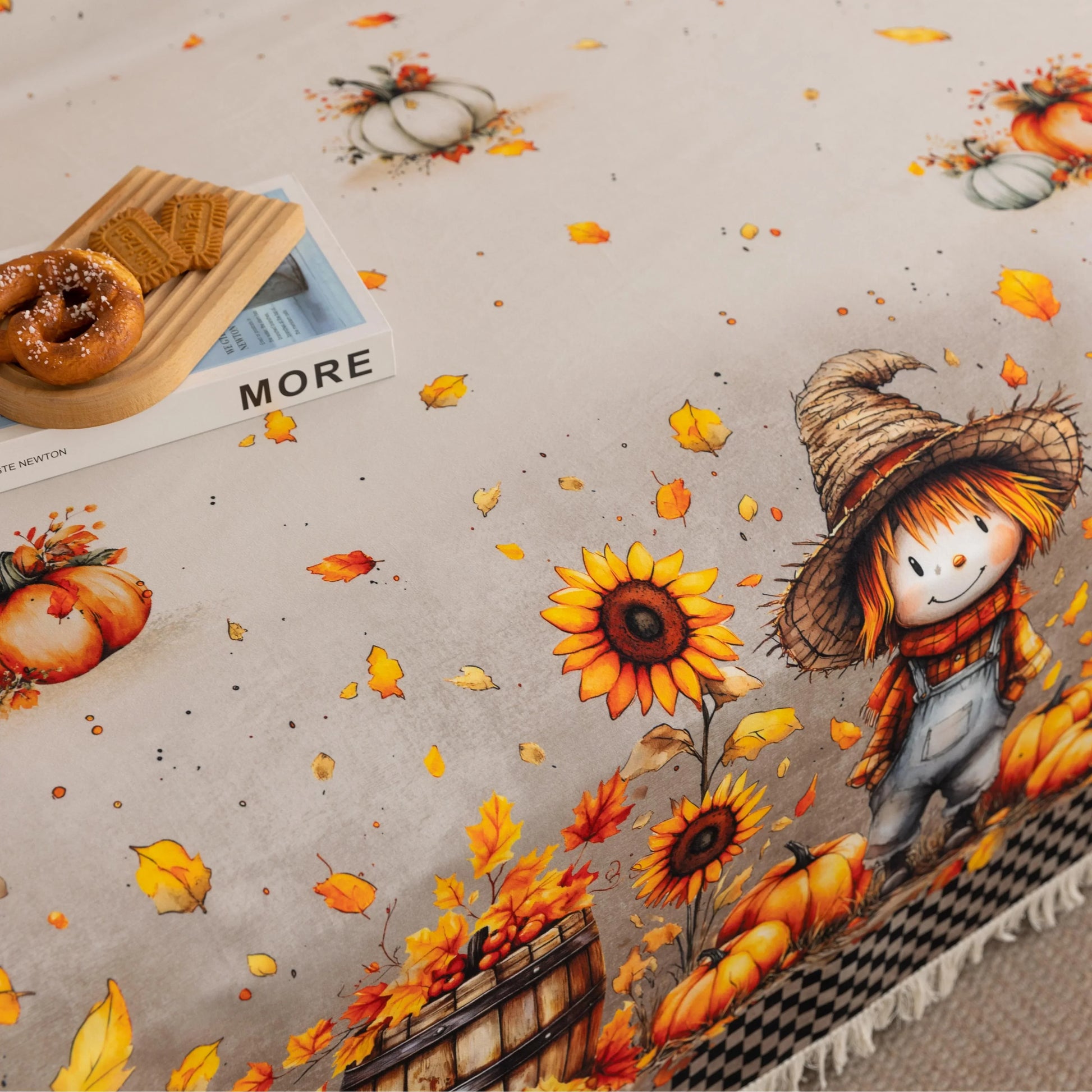 Autumn Harvest Sofa Cover – Infuse your living room with cozy seasonal charm using this festive sofa cover adorned with cheerful scarecrows, vibrant sunflowers, plump pumpkins, and golden autumn leaves. Made from soft, durable fabric, it protects your couch from spills, stains, and daily wear while adding a warm, farmhouse-inspired touch to your décor. Perfect for fall gatherings, Thanksgiving celebrations, or simply embracing the harvest season, this slipcover brings comfort, protection, and a joyful autum