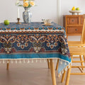 Add elegance to your dining with this floral tassel tablecloth. Perfect for everyday meals, parties, and festive décor with a stylish vintage touch.