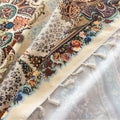Beautiful bohemian tablecloth with intricate floral patterns and tassel edges, perfect for dining, parties, and festive home décor.