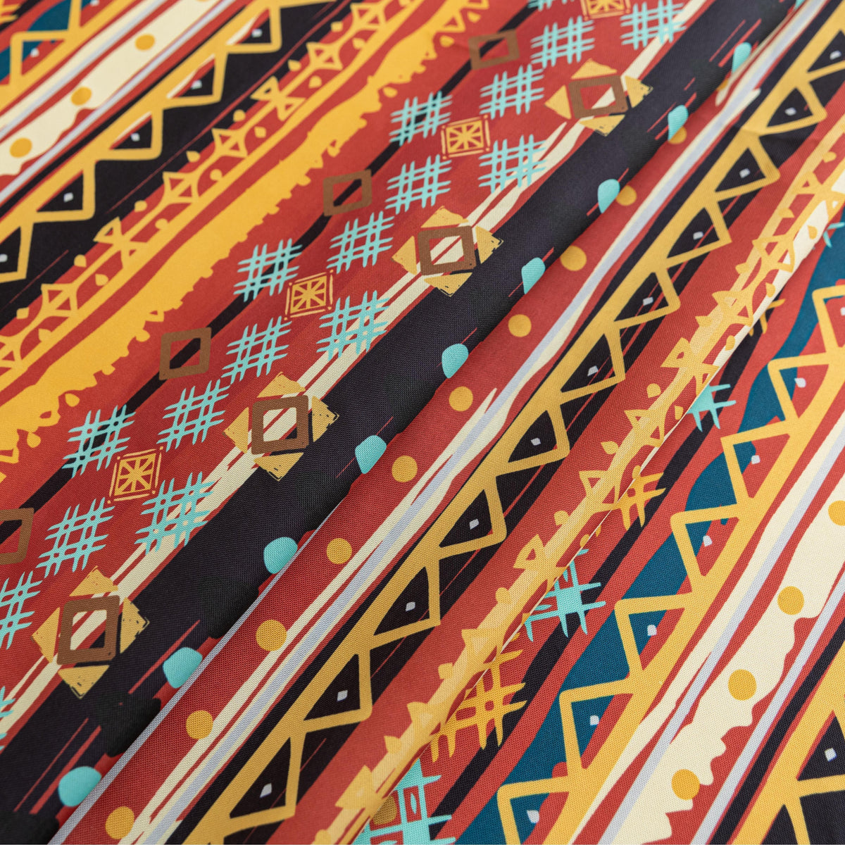 Bohemian Striped Round Tablecloth ¨C Infuse your dining area with vibrant personality using this colorful round tablecloth featuring bold boho-inspired stripes and geometric patterns in rich red, yellow, turquoise, and black tones. Accented with playful multicolor tassels along the edge, it adds a lively and artistic touch to any table setting. Perfect for kitchen tables, coffee nooks, picnics, or festive gatherings, this durable and eye-catching tablecloth is ideal for both everyday use and special occasio