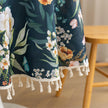 Elegant Dark Floral Round Tablecloth ¨C Add a touch of sophistication to your dining area with this round tablecloth featuring a rich dark green background adorned with vibrant floral prints in shades of orange, pink, and white. Finished with delicate white tassels, it combines elegance with charm, making it perfect for everyday meals, tea parties, or special gatherings. Durable and stylish, it complements both modern and classic home d¨¦cor.
