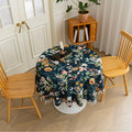 Elegant Dark Floral Round Tablecloth – Add a touch of sophistication to your dining area with this round tablecloth featuring a rich dark green background adorned with vibrant floral prints in shades of orange, pink, and white. Finished with delicate white tassels, it combines elegance with charm, making it perfect for everyday meals, tea parties, or special gatherings. Durable and stylish, it complements both modern and classic home décor.
