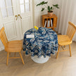 Elegant Floral Round Tablecloth ¨C Enhance your dining space with this stylish round tablecloth featuring a deep navy blue background adorned with delicate white and beige floral patterns. Accented with charming white tassels along the edge, it brings a refined yet cozy touch to your table d¨¦cor. Perfect for everyday meals, afternoon tea, or special gatherings, this durable and decorative tablecloth suits both modern and classic interiors.
