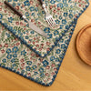 Charming floral woven placemat with blue and red blooms, perfect for adding a fresh, cottage-style touch to your dining table.