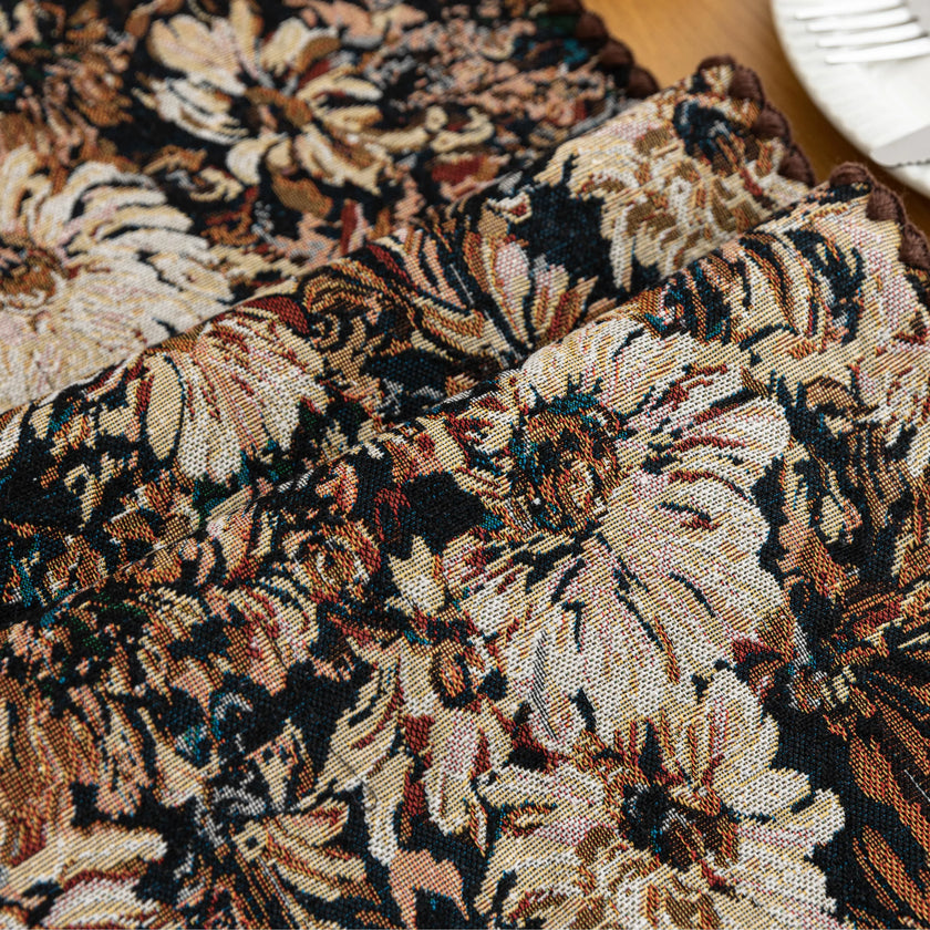 Elegant Floral Table Runner ¨C Elevate your dining experience with this sophisticated table runner featuring an artistic floral pattern in rich, earthy tones. The dark background enhances the intricate botanical design, adding depth and elegance to your table setting. Perfect for formal dinners, festive gatherings, or everyday d¨¦cor, this durable and stylish runner complements a variety of interior styles, from classic to modern.

