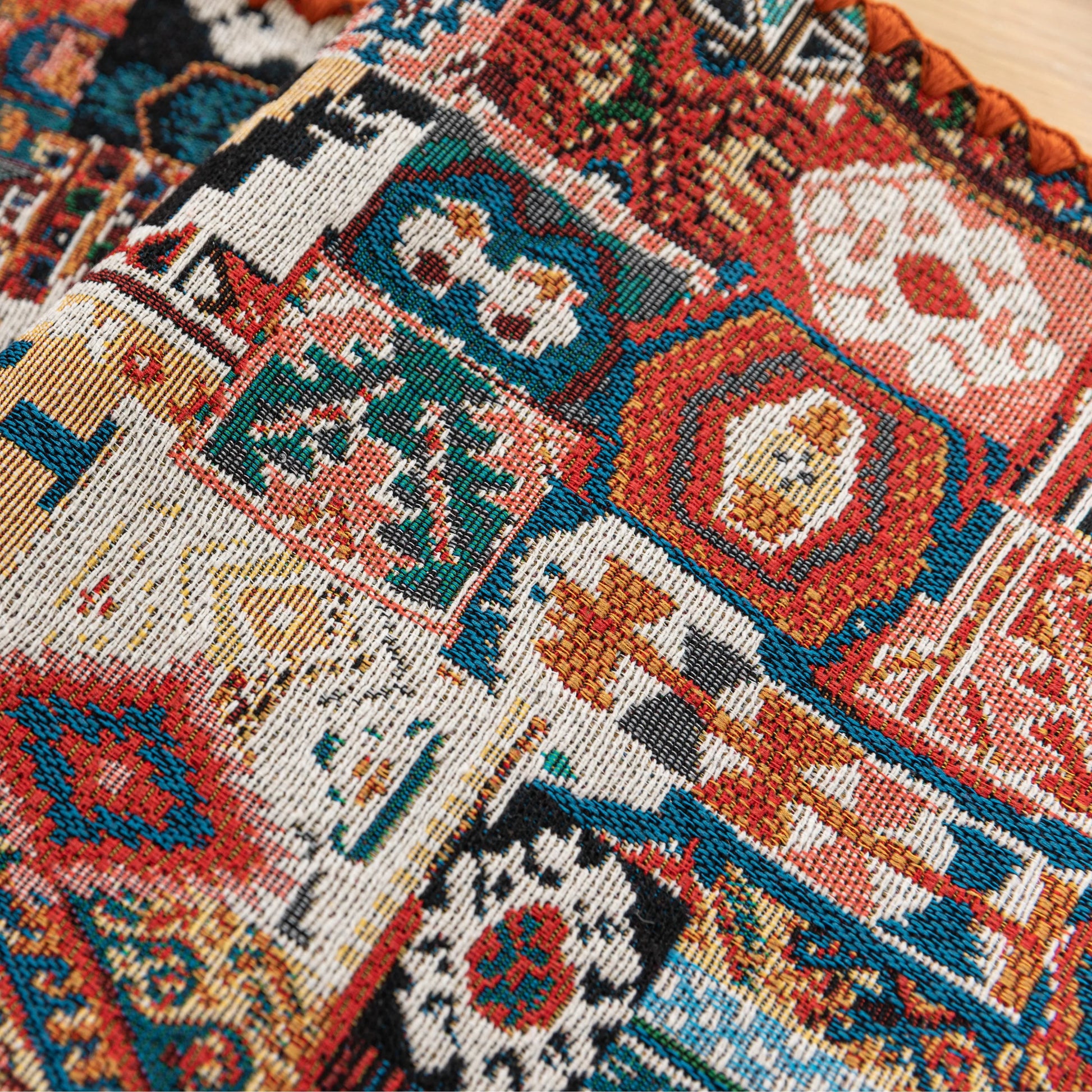 Colorful Bohemian Table Runner – Add a touch of vibrant charm to your dining table with this intricately patterned boho-style table runner. Featuring rich earthy tones, geometric motifs, and a woven texture, it’s perfect for elevating everyday meals or special gatherings. Ideal for coffee tables, dining settings, or sideboards, this decorative runner blends rustic warmth with artistic flair.
