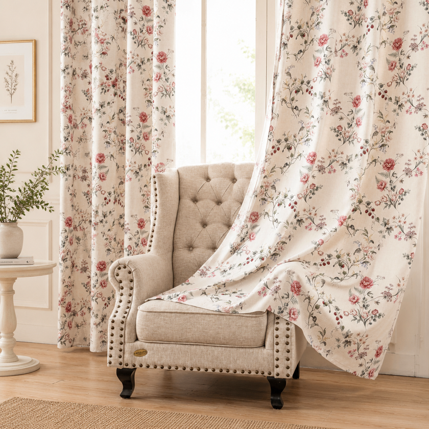 Linen Texture Curtains Darkening Rod Pocket 2 Panels