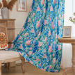 Blue Pink Tulip Floral Velvet Curtains Grommet Top 2 Panel - product image 1